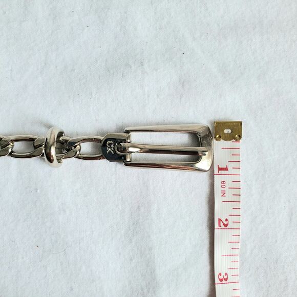 VTG 90s Calvin Klein Women Classic Silver Chain Belt OS Career Modern Cocktail - Picture 5 of 6